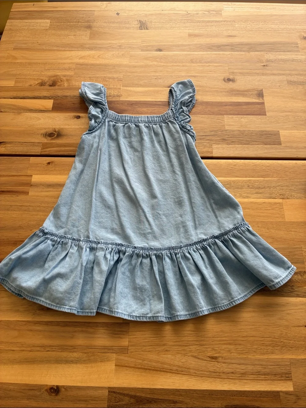 OshKosh B'Gosh Chambray Blue Ruffle Strap Drop Waist Toddler Dress Size 24 Month